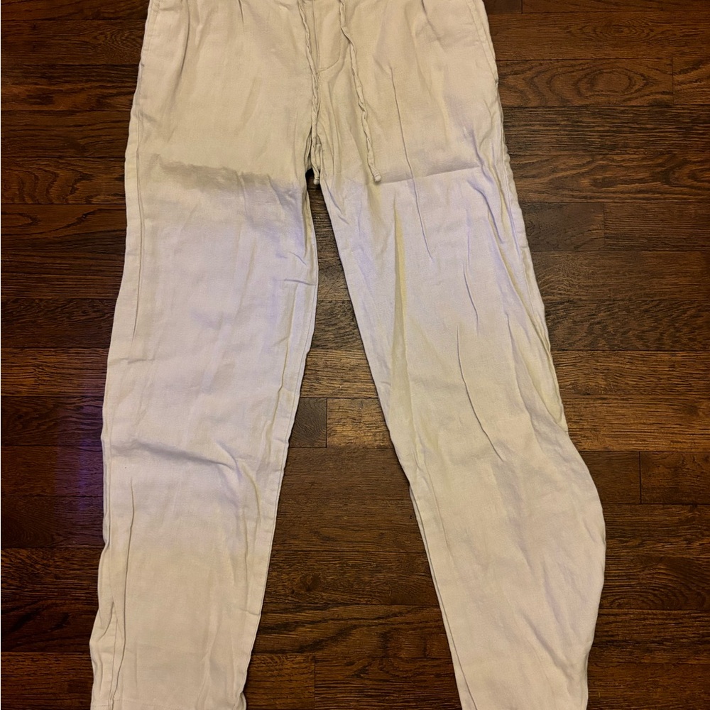 Old Navy Cream Straight Leg Cotton Pants